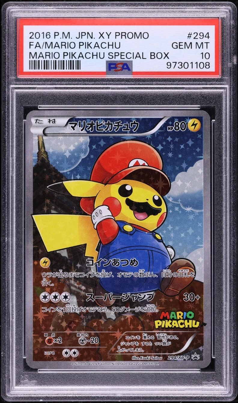 2016 Japanese XY Promo Mario Pikachu #294 PSA 10